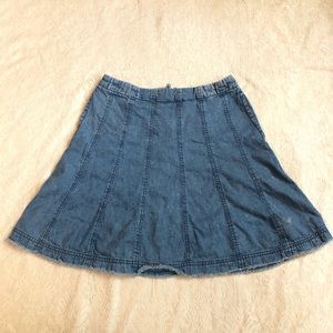 Anthropologie Pilcro and the letterpress chambray panel fringe skirt